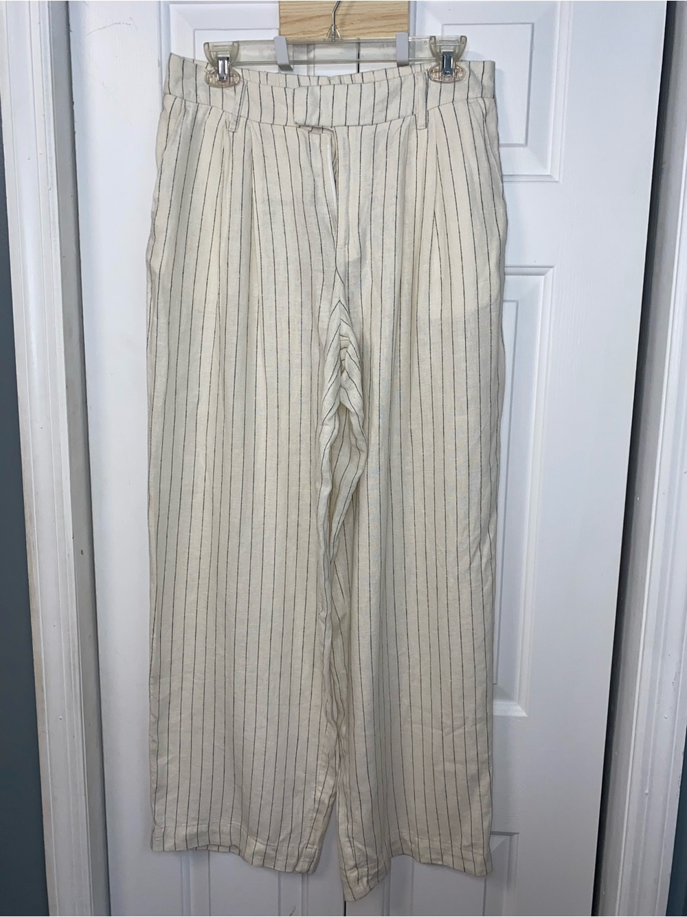 a new day Cream Pinstripe Wide-Leg Pants